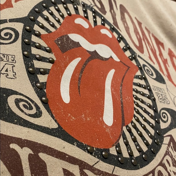 The Rolling Stones Band Sweatshirt raised stud metal rhinestone logo - Picture 4 of 8